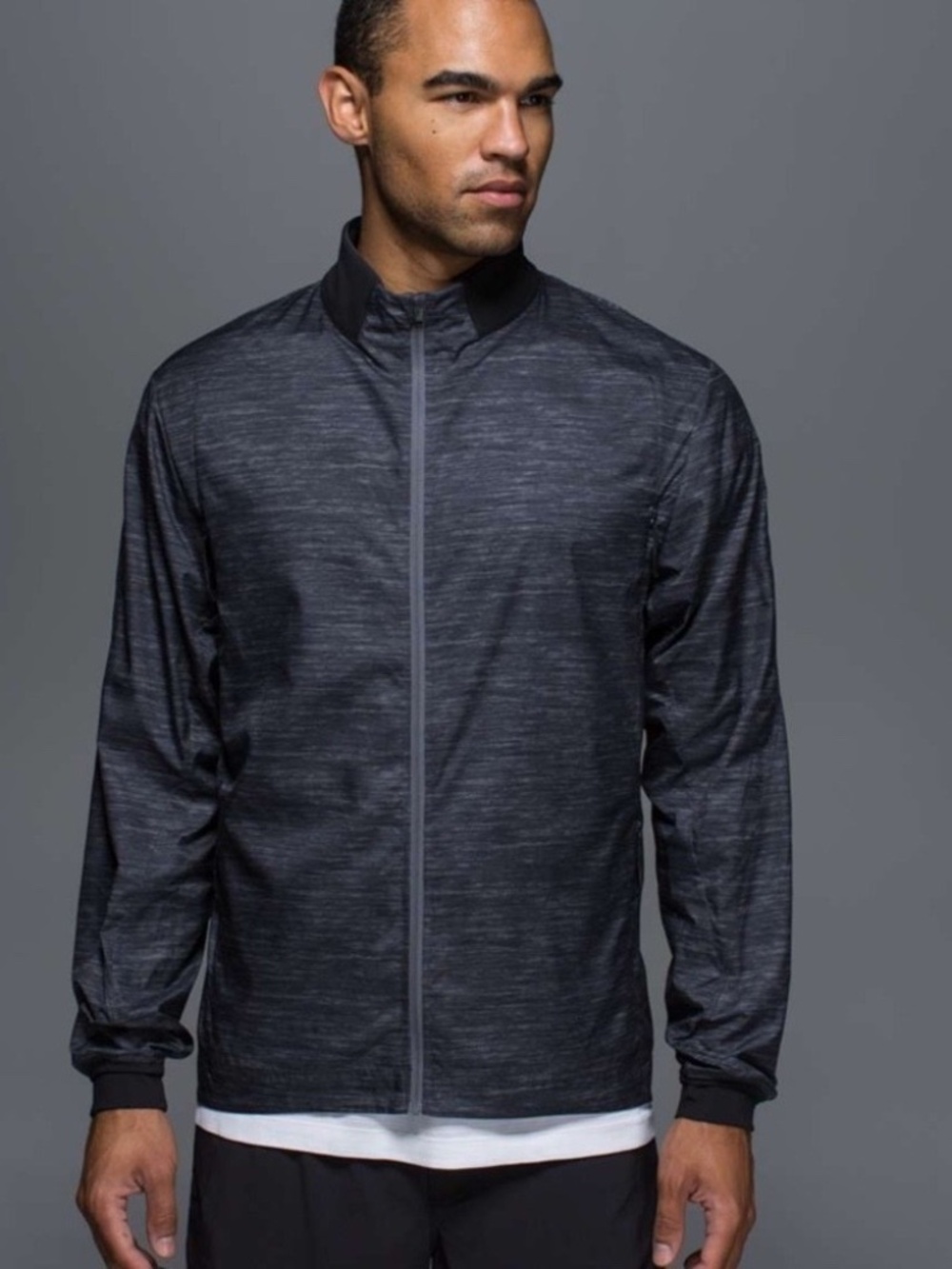 Lululemon Surge In Oki Heather Print Black Lightweight Zip Up Size S